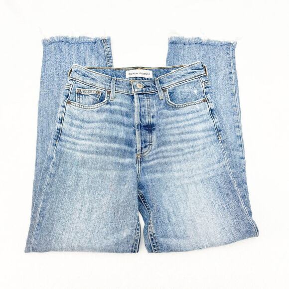 Denim Forum The Arlo High Rise Straight Button Fly Cotton Denim Jeans Size 25 - Picture 3 of 10